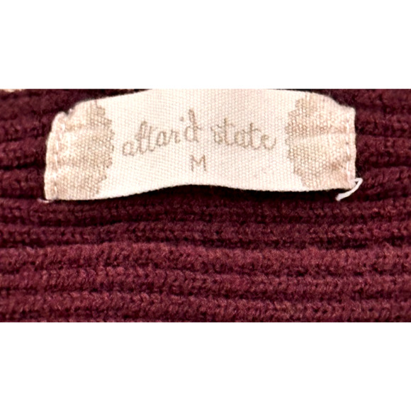 Altar'd State Burgundy Ribbed Boat Neck Long Sleeve Batwing Sweater Medium - Picture 5 of 7